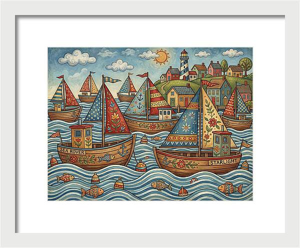 Harbor Boats In Folk Style