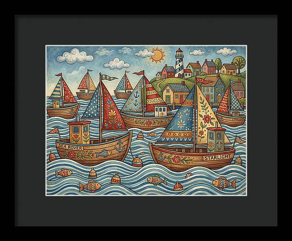 Harbor Boats In Folk Style