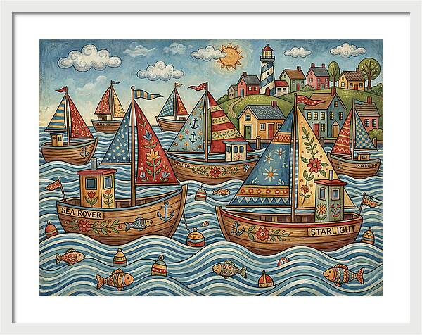 Harbor Boats In Folk Style