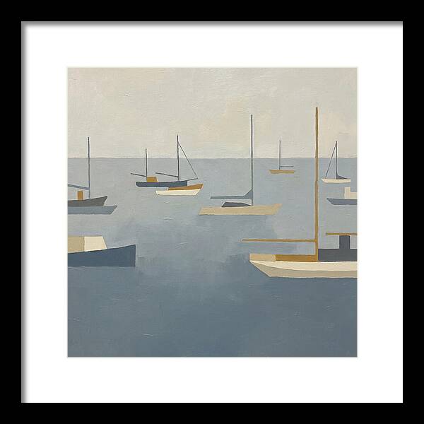 Harbor Boats In Minimalist Style