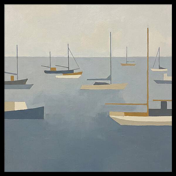 Harbor Boats In Minimalist Style
