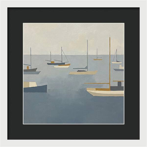 Harbor Boats In Minimalist Style