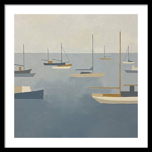 Harbor Boats In Minimalist Style
