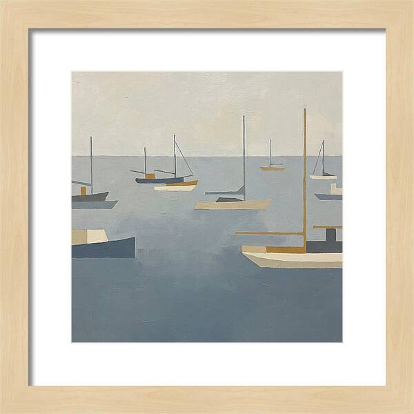 Harbor Boats In Minimalist Style
