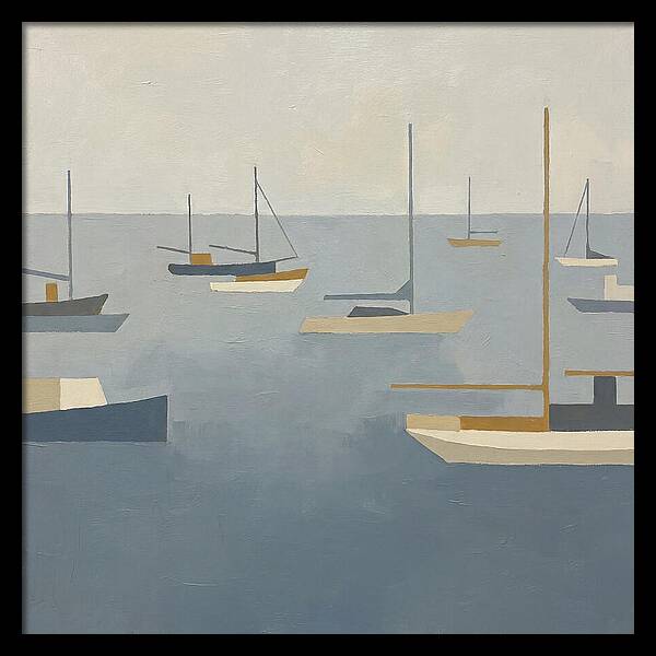 Harbor Boats In Minimalist Style