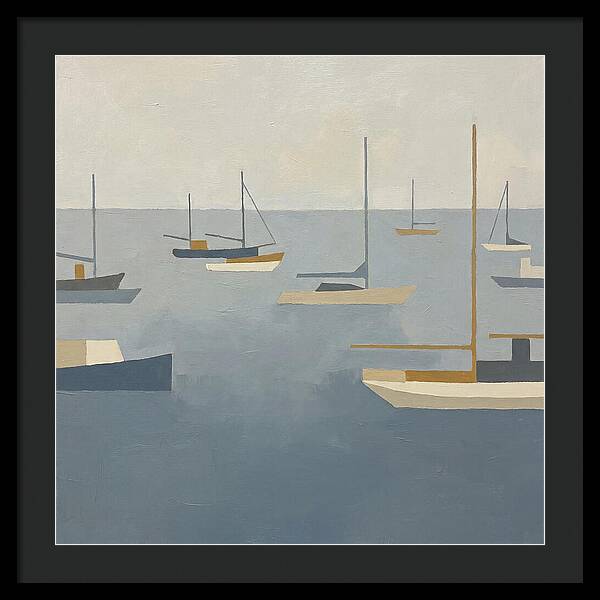 Harbor Boats In Minimalist Style