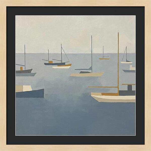 Harbor Boats In Minimalist Style
