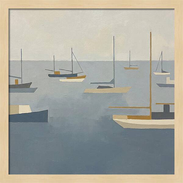 Harbor Boats In Minimalist Style