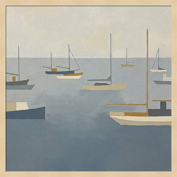 Harbor Boats In Minimalist Style