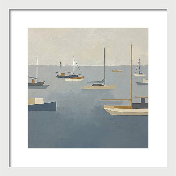Harbor Boats In Minimalist Style