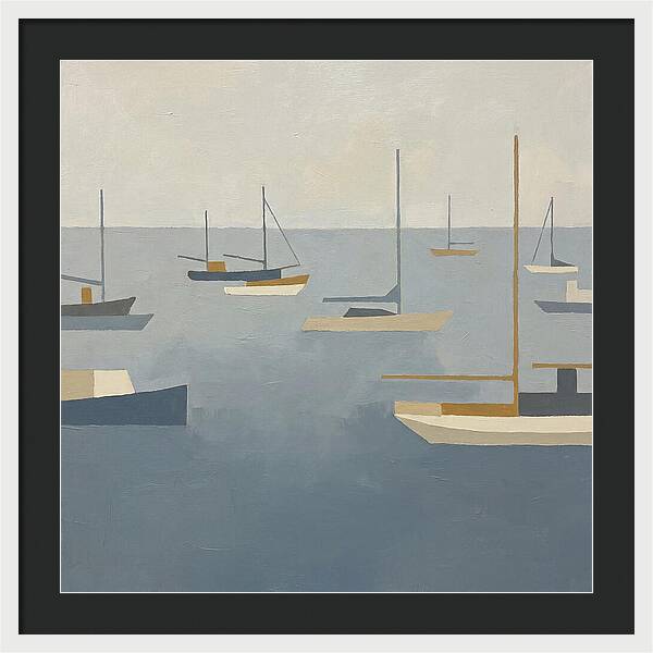 Harbor Boats In Minimalist Style