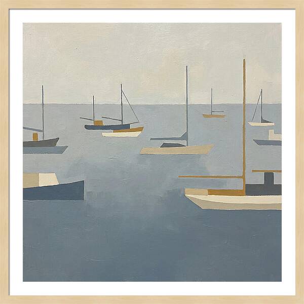 Harbor Boats In Minimalist Style