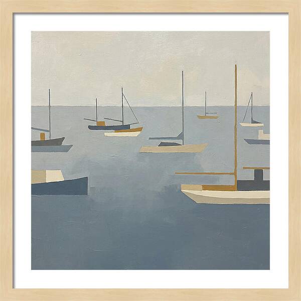 Harbor Boats In Minimalist Style