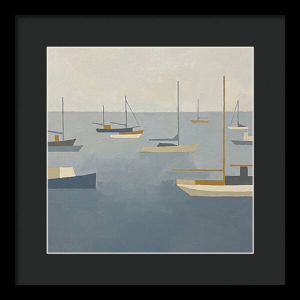 Harbor Boats In Minimalist Style