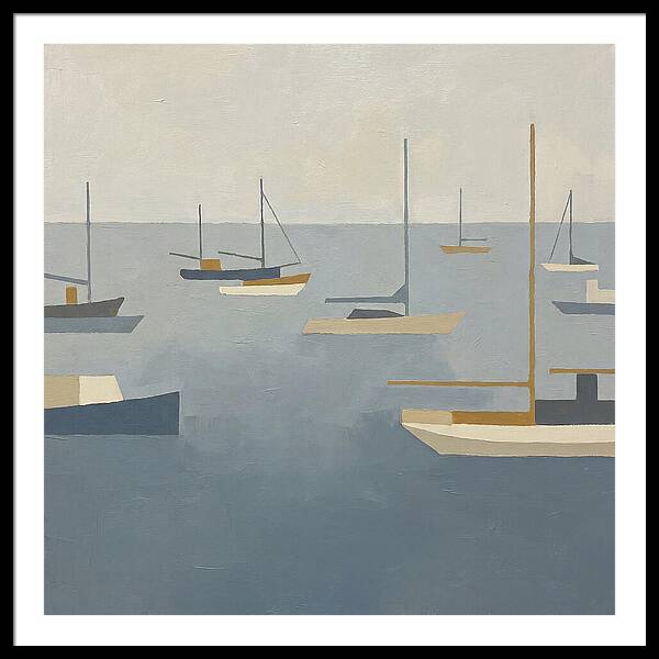 Harbor Boats In Minimalist Style