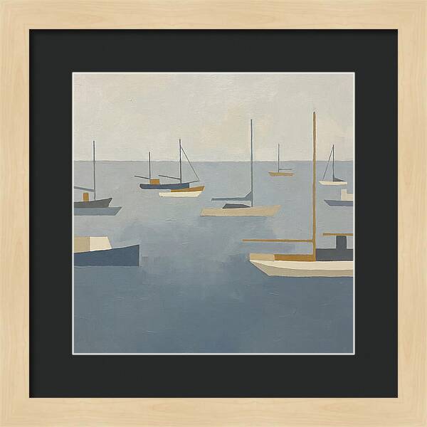 Harbor Boats In Minimalist Style