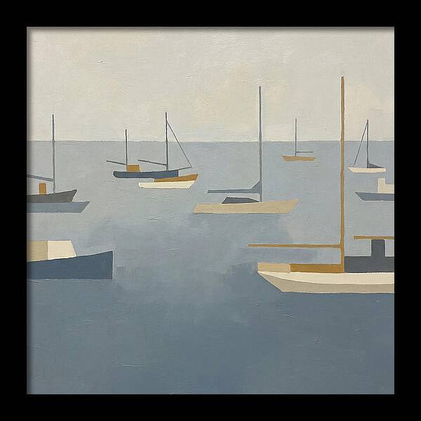 Harbor Boats In Minimalist Style