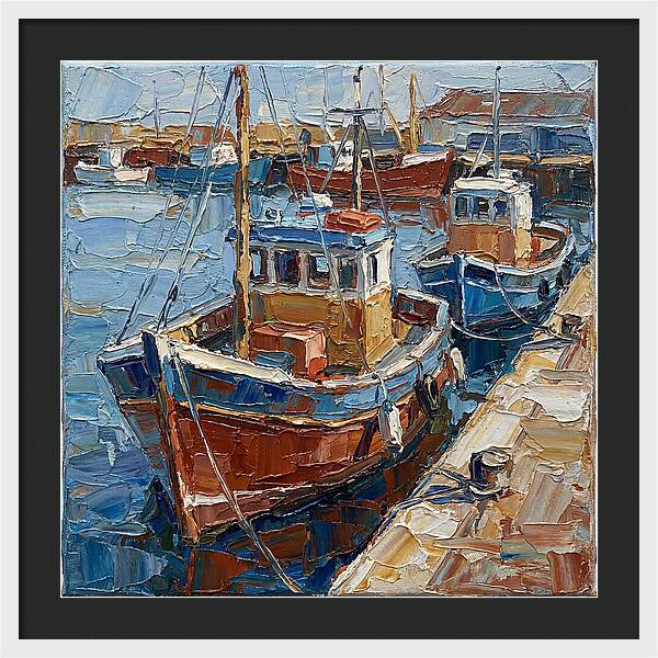 Harbor Boats In Palette Knife Style
