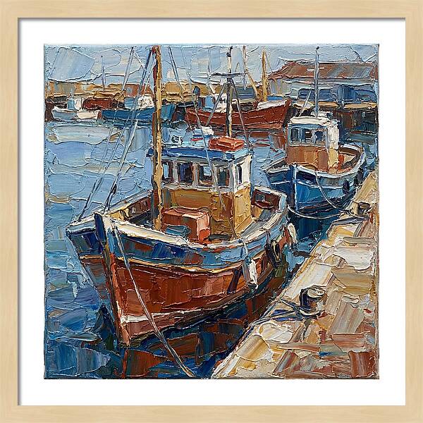 Harbor Boats In Palette Knife Style