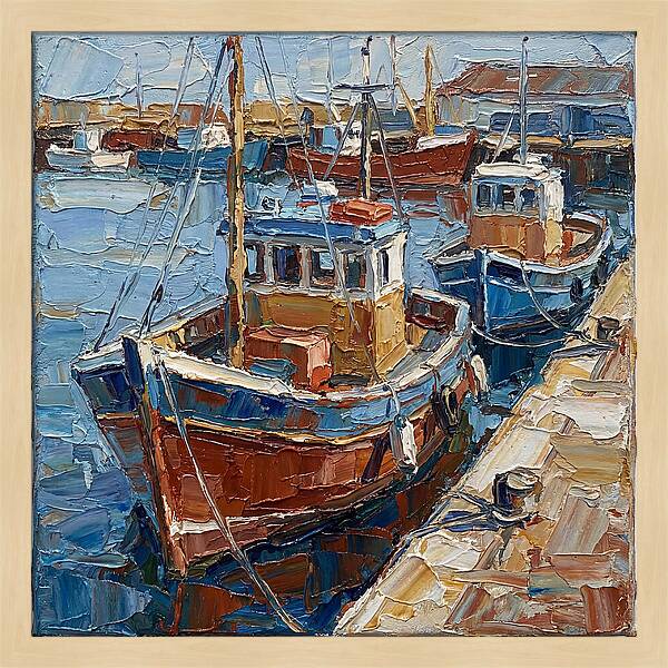 Harbor Boats In Palette Knife Style
