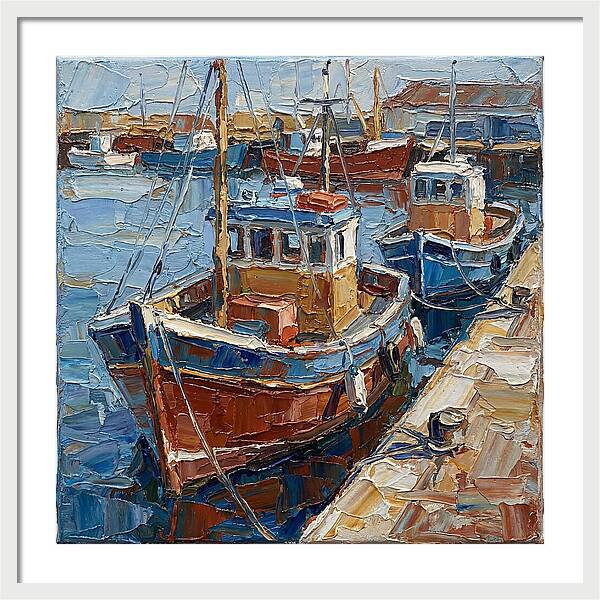 Harbor Boats In Palette Knife Style