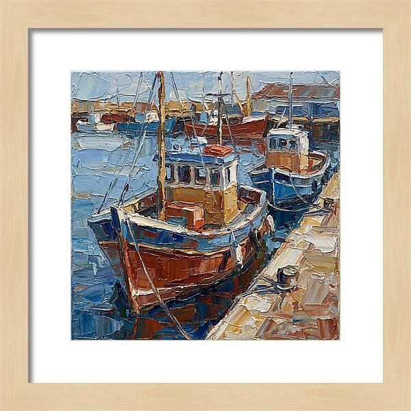 Harbor Boats In Palette Knife Style