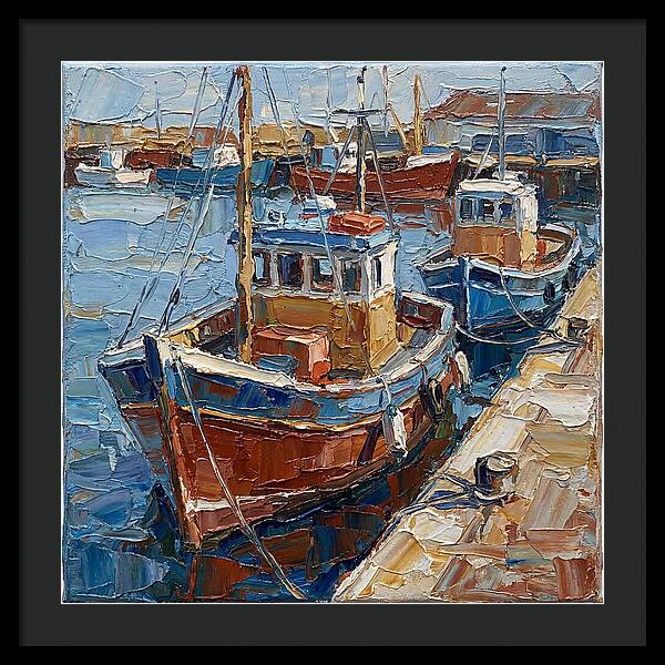 Harbor Boats In Palette Knife Style