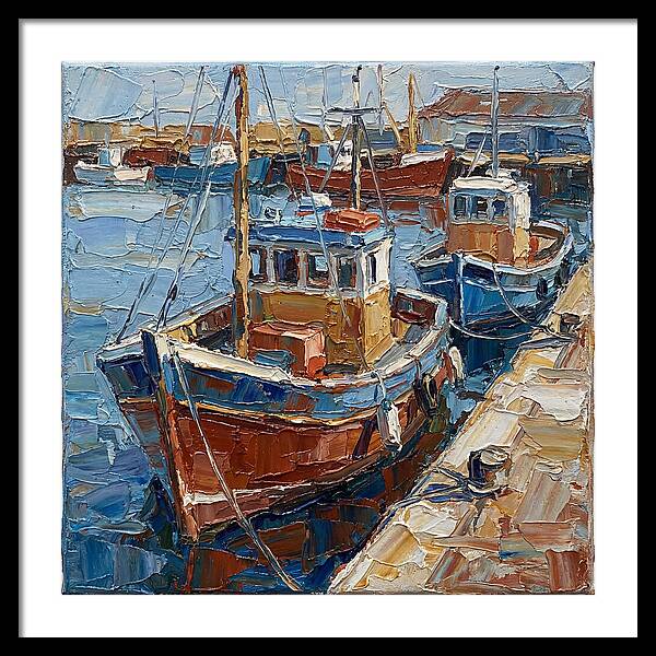Harbor Boats In Palette Knife Style