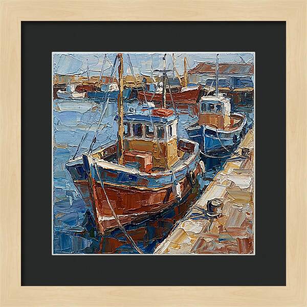 Harbor Boats In Palette Knife Style