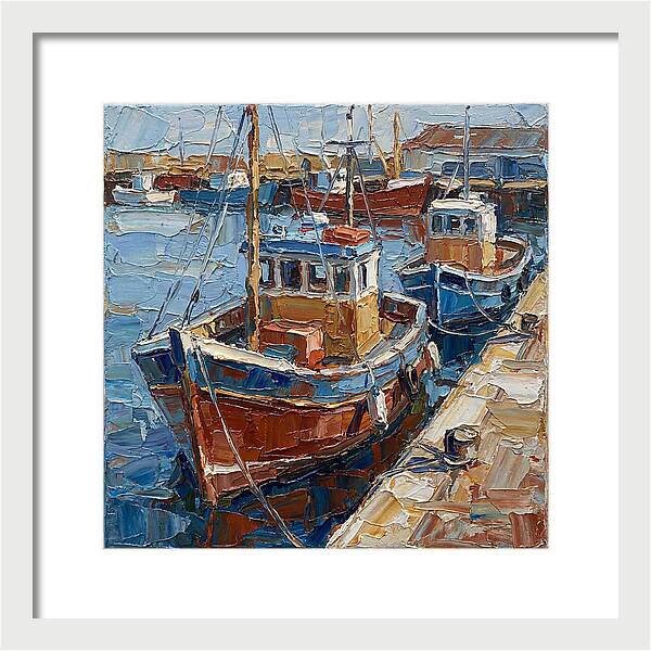 Harbor Boats In Palette Knife Style
