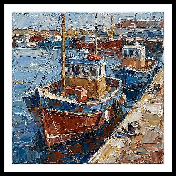 Harbor Boats In Palette Knife Style
