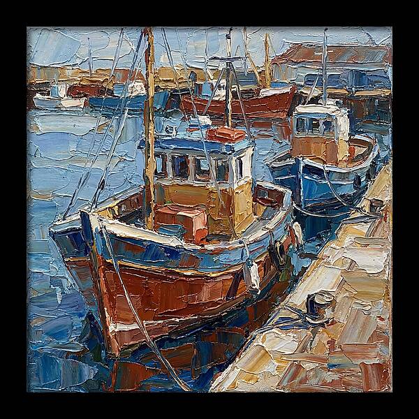 Harbor Boats In Palette Knife Style