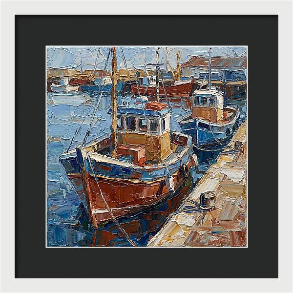 Harbor Boats In Palette Knife Style