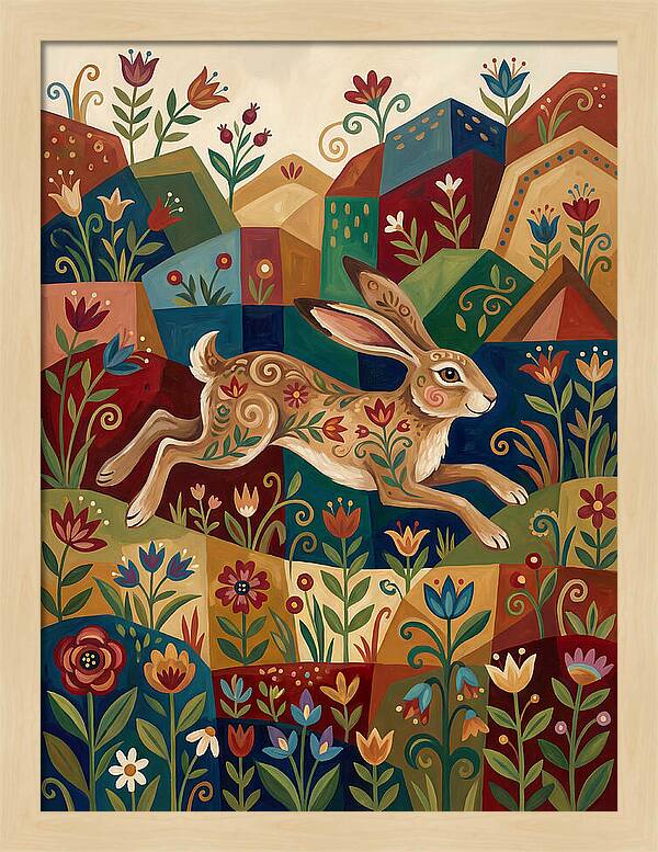 Hare Among Vibrant Flora