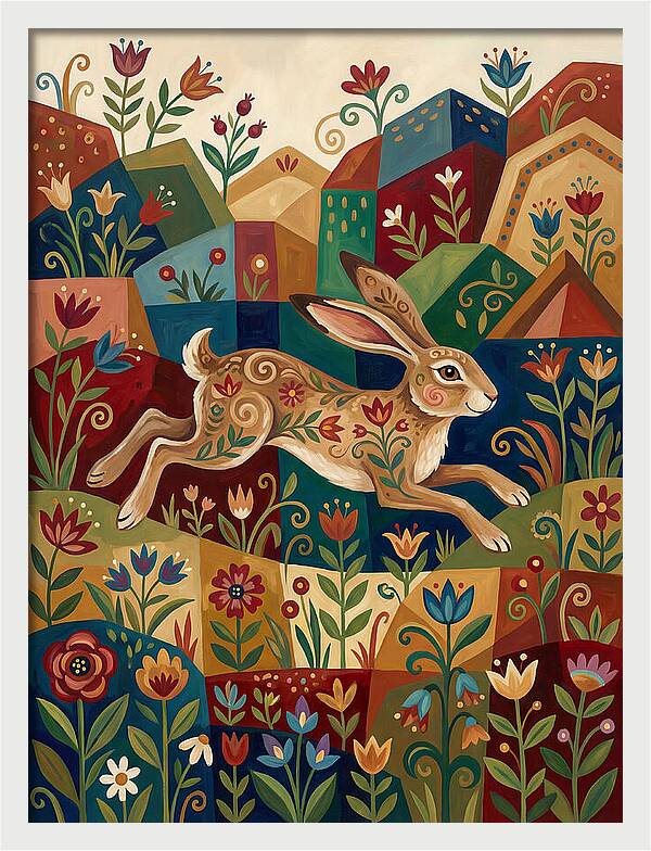 Hare Among Vibrant Flora