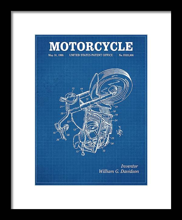 Harley Davidson Motorcycle Blueprint Patent Usd333806s