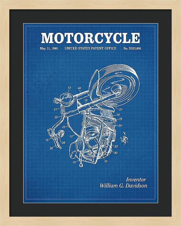 Harley Davidson Motorcycle Blueprint Patent Usd333806s