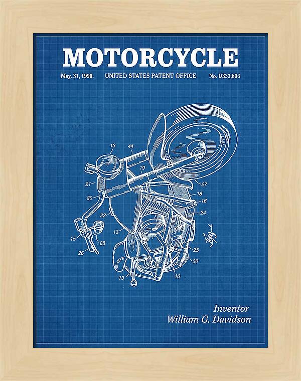 Harley Davidson Motorcycle Blueprint Patent Usd333806s