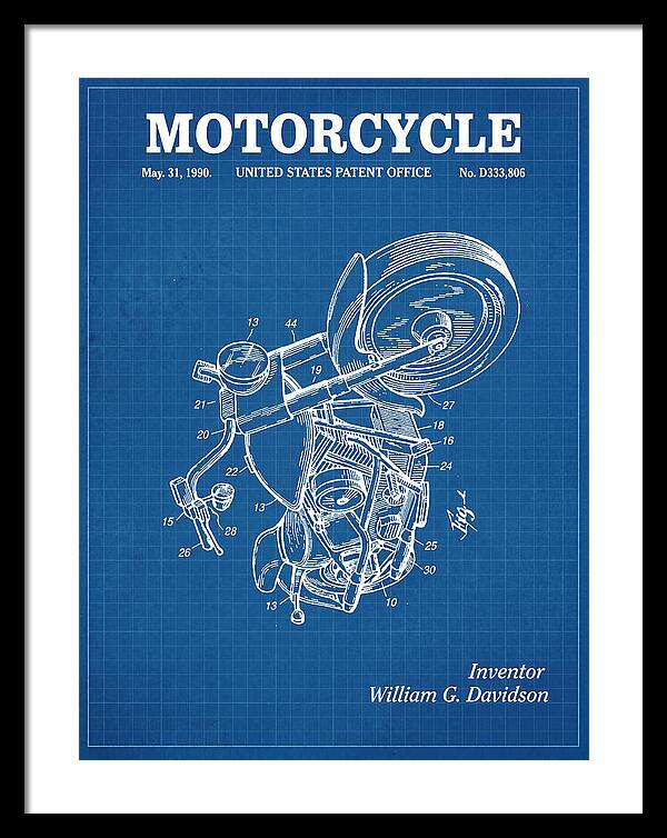 Harley Davidson Motorcycle Blueprint Patent Usd333806s