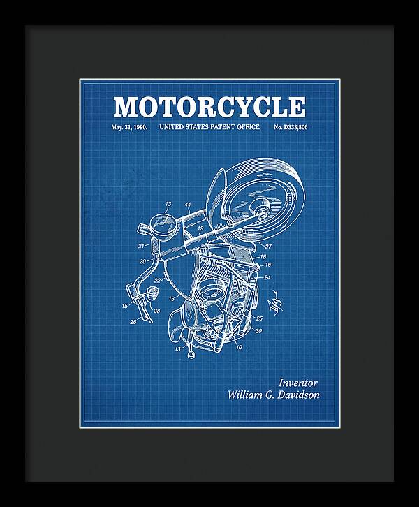 Harley Davidson Motorcycle Blueprint Patent Usd333806s