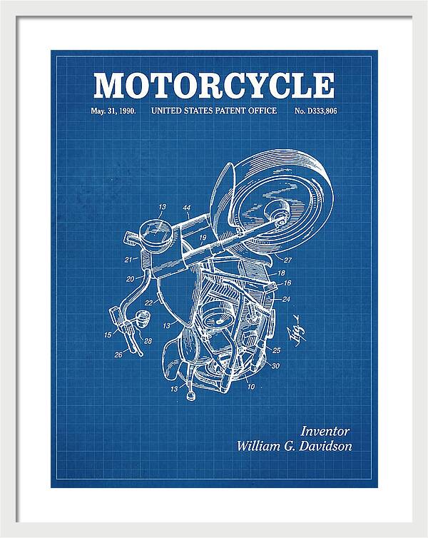 Harley Davidson Motorcycle Blueprint Patent Usd333806s