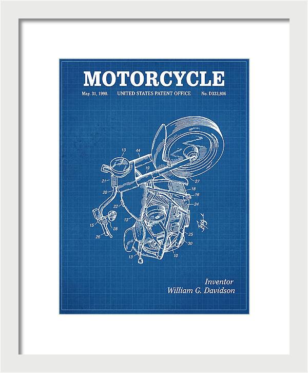 Harley Davidson Motorcycle Blueprint Patent Usd333806s
