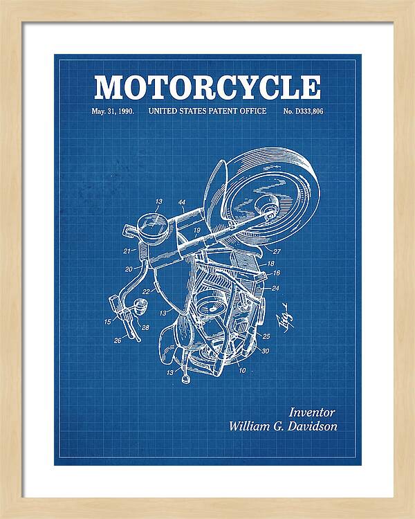 Harley Davidson Motorcycle Blueprint Patent Usd333806s