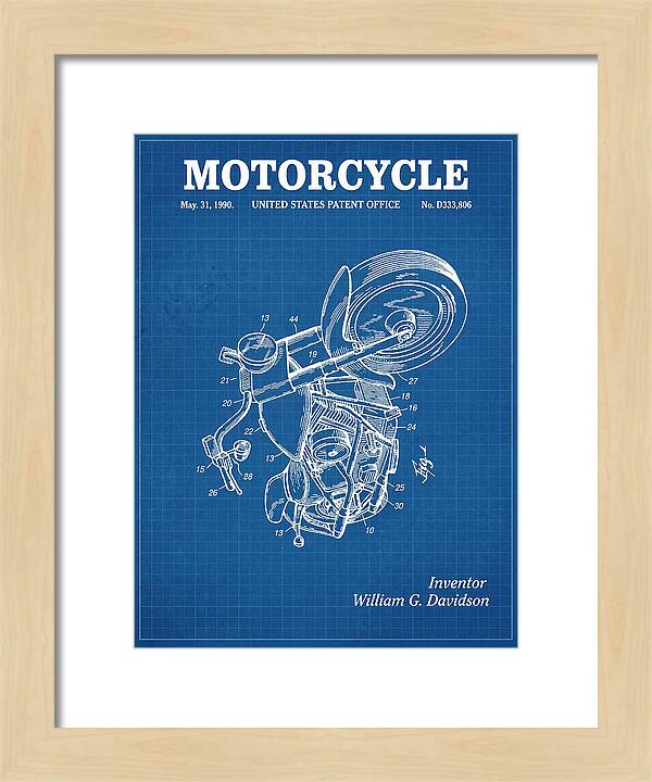 Harley Davidson Motorcycle Blueprint Patent Usd333806s