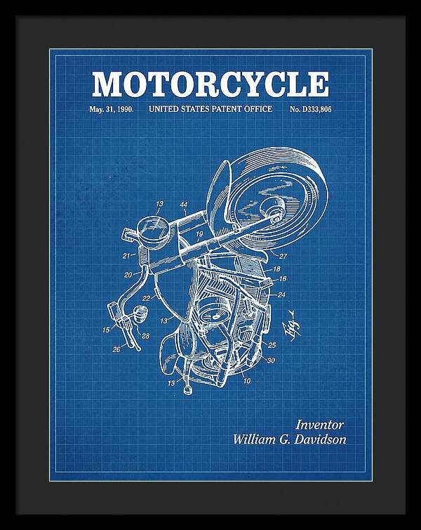 Harley Davidson Motorcycle Blueprint Patent Usd333806s