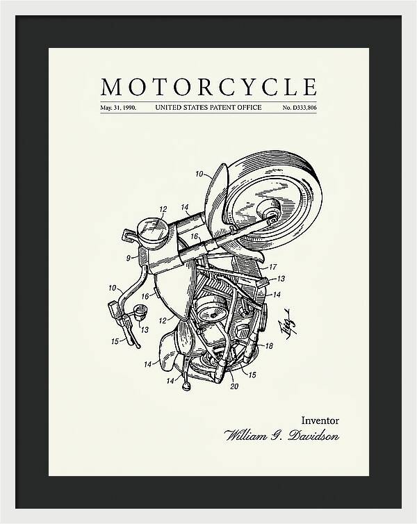 Harley Davidson Motorcycle Minimalist Patent Usd333806s