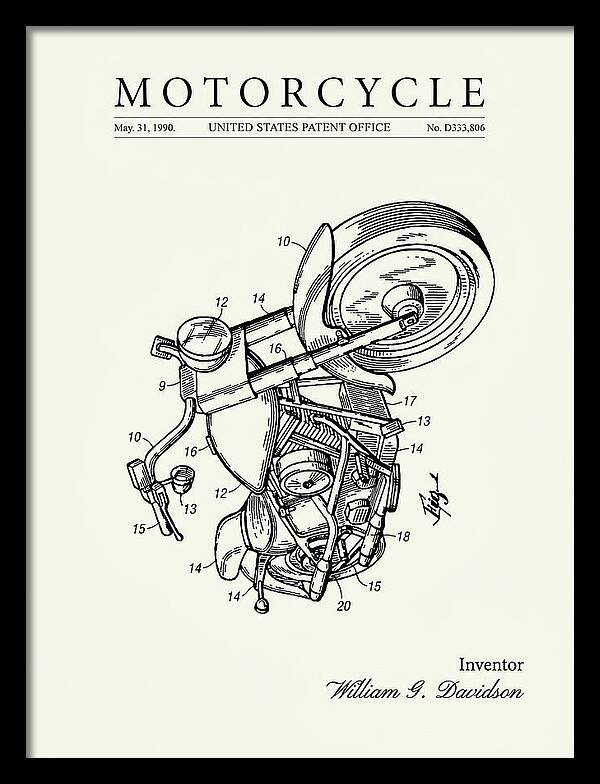 Harley Davidson Motorcycle Minimalist Patent Usd333806s