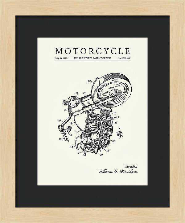 Harley Davidson Motorcycle Minimalist Patent Usd333806s