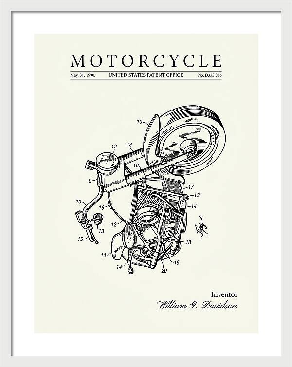 Harley Davidson Motorcycle Minimalist Patent Usd333806s