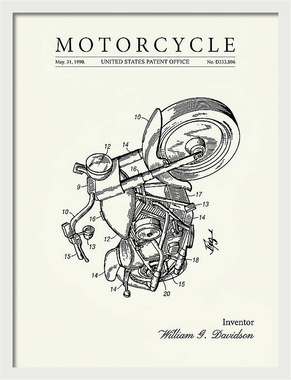 Harley Davidson Motorcycle Minimalist Patent Usd333806s